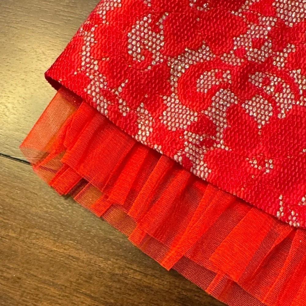 Justice Vibrant Red Lace Kids Dress